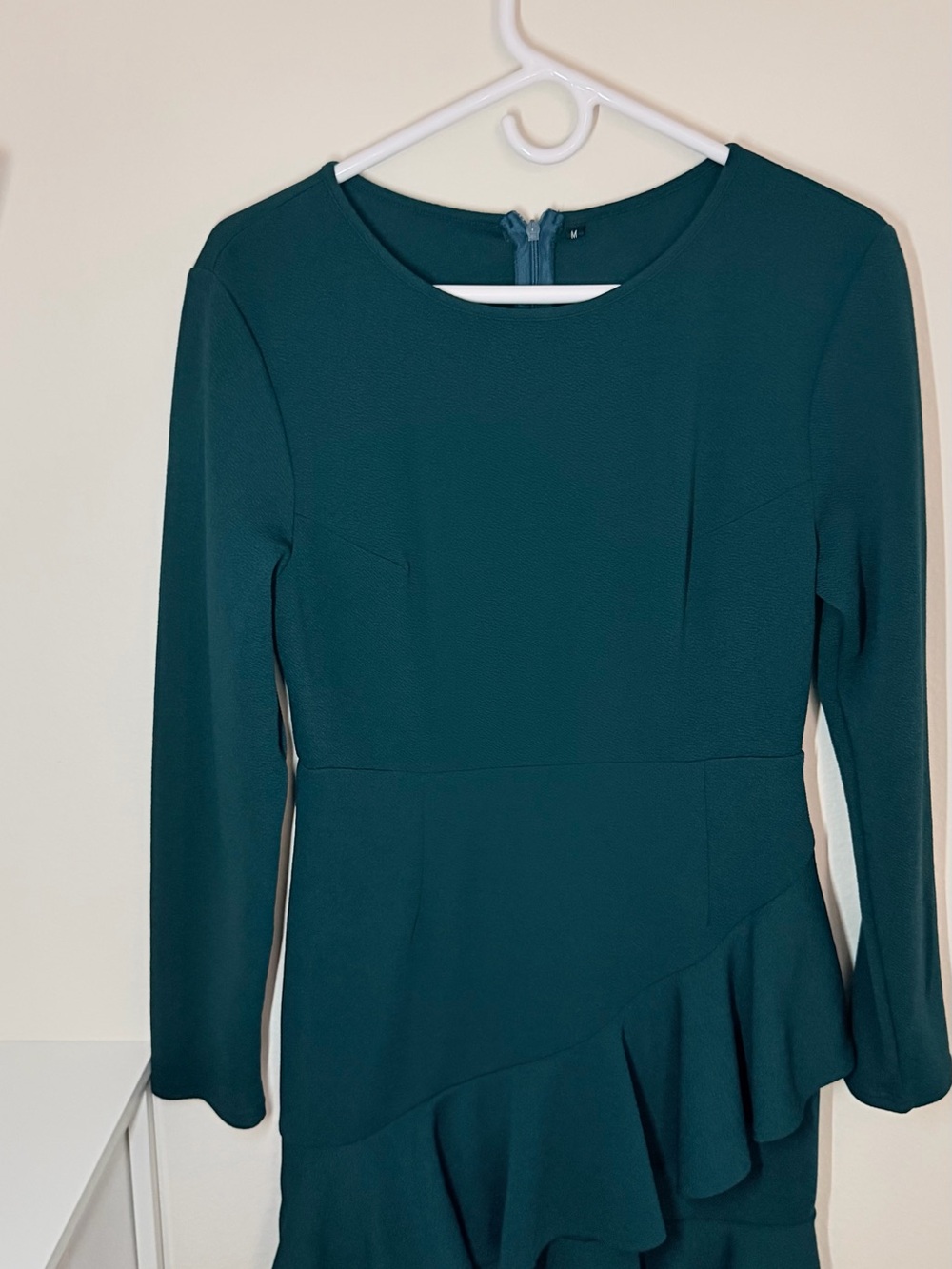 Teal Long-Sleeve Ruffle Hem Dress - Women